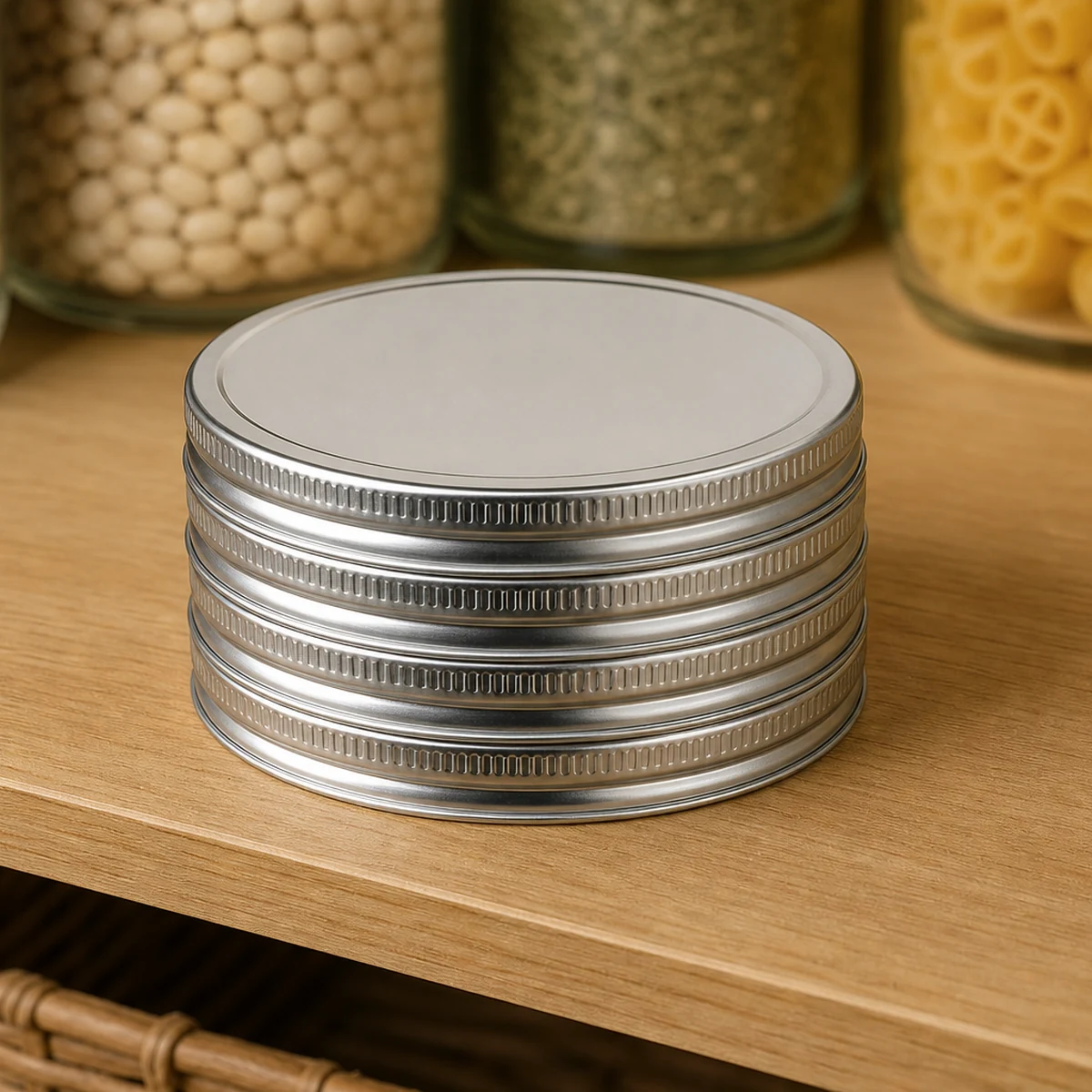 Shiny Metal Storage Lids for Mason Jars 6 Pack
